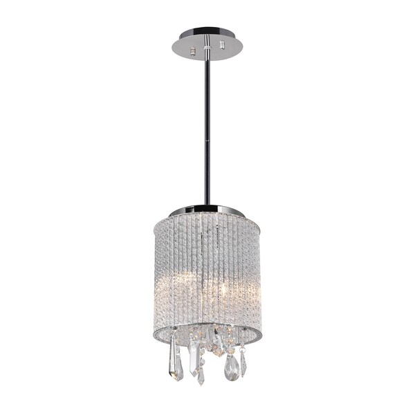 Cwi Lighting Benson 2 Light Drum Shade Mini Pendant With Chrome Finish 5562P8C Clear - main